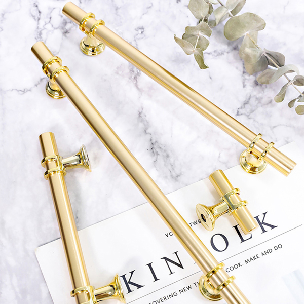 现代简约双色拼接轻奢欧式衣柜橱柜门把手抽屉鞋柜家具五金拉手 金96mm孔距 10pcs(周末不发货)-3