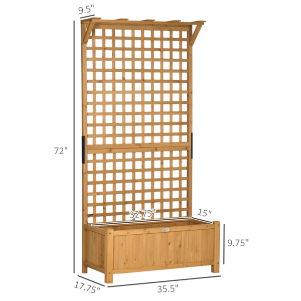 Wood Planter with Trellis for Vine Climbing-Yellow 