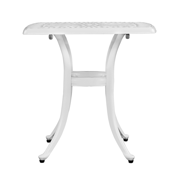 Outdoorr Cast Aluminum Square Table, End Table Side Table for Paio Backyard Pool, Cast Aluminum Cocktail Table, Outdoor Bar Table, White