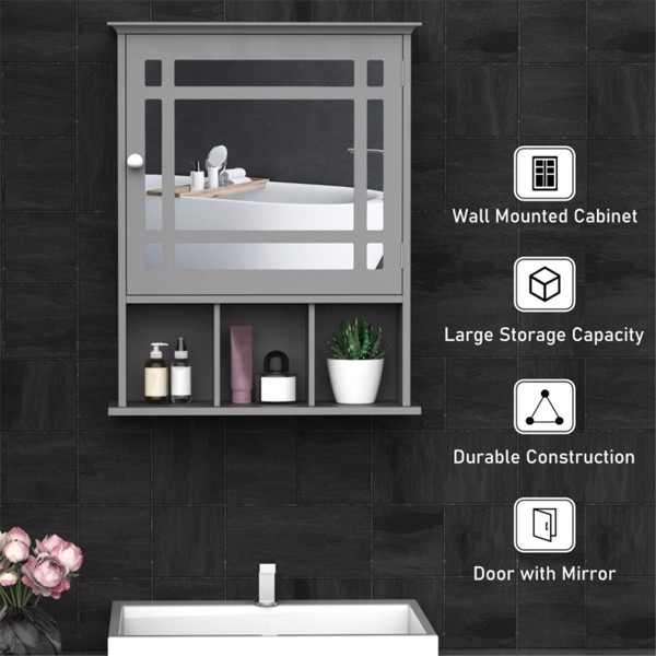 Bathroom Cabinet with Mirror (Swiship-Ship)（Prohibited by WalMart）
