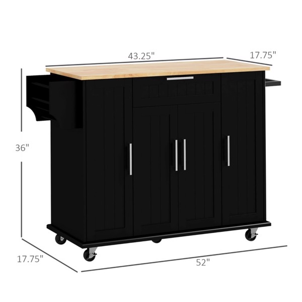 Kitchen Cart/Storage cabinet -Black (Swiship-Ship)（Prohibited by WalMart）