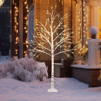 4ft Birch Tree Shape Plastic Material 48 Lights Warm Color 48 Branches Indoor Tree Lights White