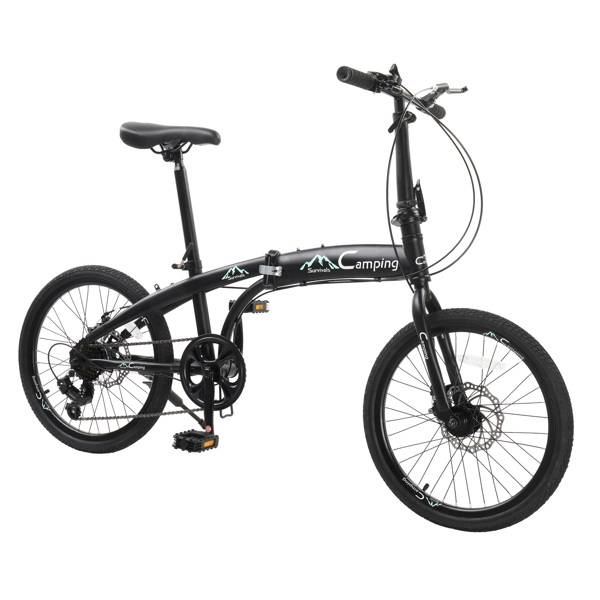  20in 150kg High Carbon Steel Foldable Commuter Bicycle Black