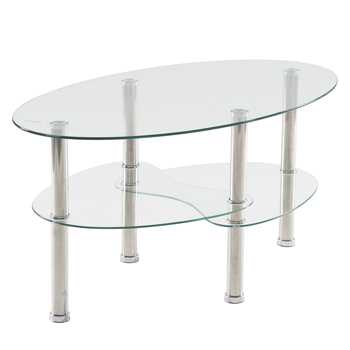 Dual Fishtail Style Tempered Glass Coffee Table clear