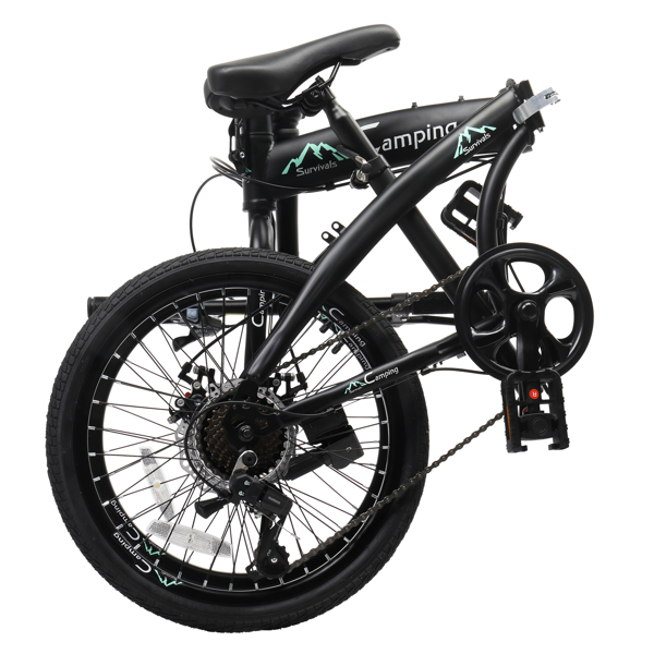  20in 150kg High Carbon Steel Foldable Commuter Bicycle Black