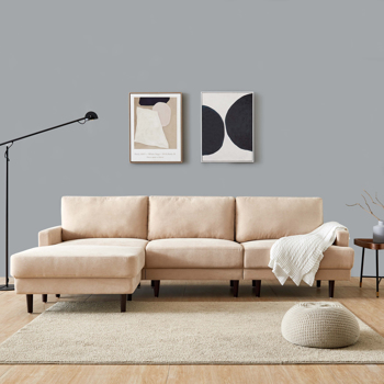 Modern fabric sofa L shape, 3 seater with ottoman-104.6\\" Beige