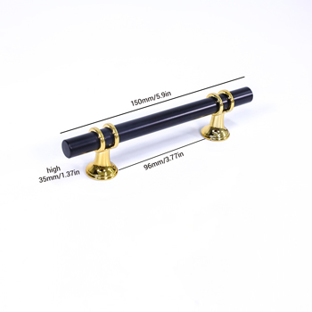 现代简约双色拼接轻奢欧式衣柜橱柜门把手抽屉鞋柜家具五金拉手 黑金96mm孔距 10pcs(周末不发货)（tk,temu下自提）