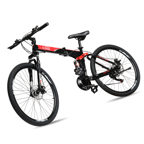 26in High Carbon Steel 100kg 21 Speed Land Rover Shimano TX30 Folding Mountain Bike Black