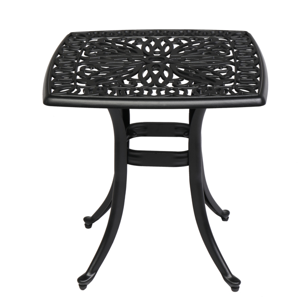 Outdoorr Cast Aluminum Square Table, End Table Side Table for Paio Backyard Pool, Cast Aluminum Cocktail Table, Outdoor Bar Table, Black