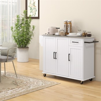 Kitchen Cart/Storage cabinet -White (Swiship-Ship)（Prohibited by WalMart）