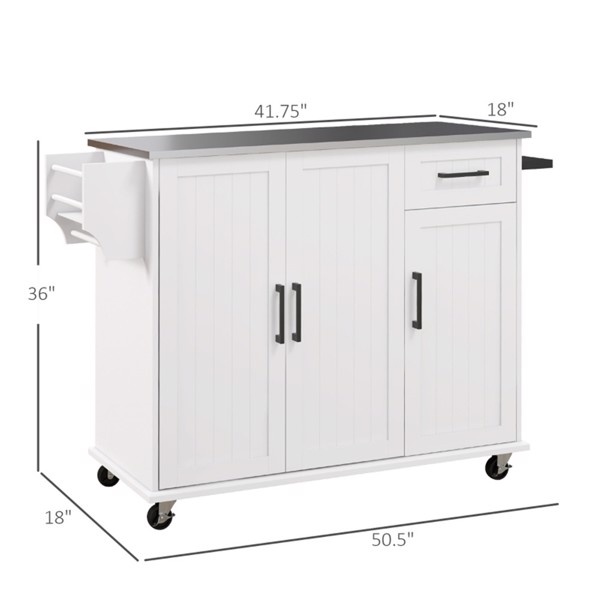 Kitchen Cart/Storage cabinet -White (Swiship-Ship)（Prohibited by WalMart）