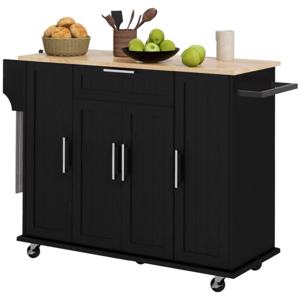 Kitchen Cart/Storage cabinet -Black (Swiship-Ship)（Prohibited by WalMart）