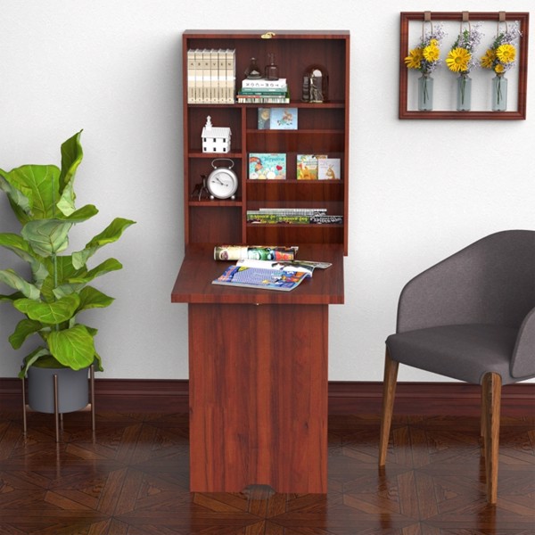 Wall Mount Desk Cabinet-Mahogany ( Amazon Shipping)（Prohibited by WalMart）