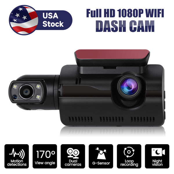 1080P Dual Lens Car DVR Dash Cam Video Recorder G-Sensor Front and Rear Camera