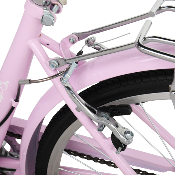 26in 150kg High Carbon Steel V Brake 7 Speed ​​Commuter Bike Pink