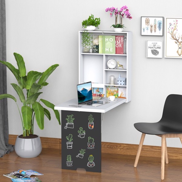 Wall Mounted Foldable Desk-White (Swiship-Ship)（Prohibited by WalMart）