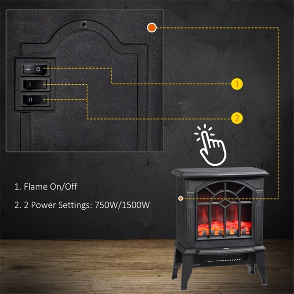 750W/1500W 18 inch Electric Fireplace Heater-black ( Amazon Shipping)（Prohibited by WalMart）