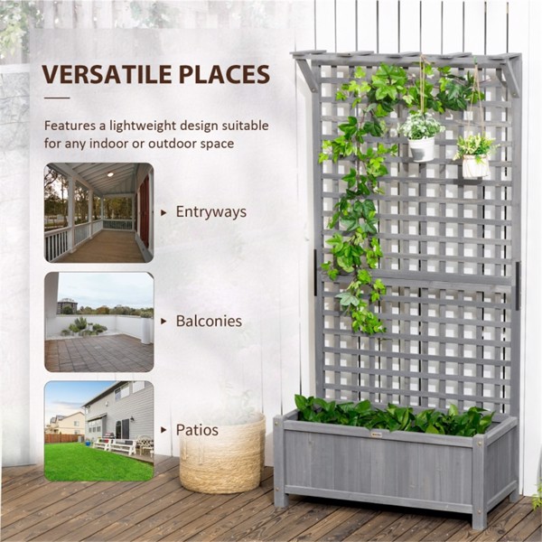 Wood Planter with Trellis for Vine Climbing ( Amazon Shipping)（Prohibited by WalMart）