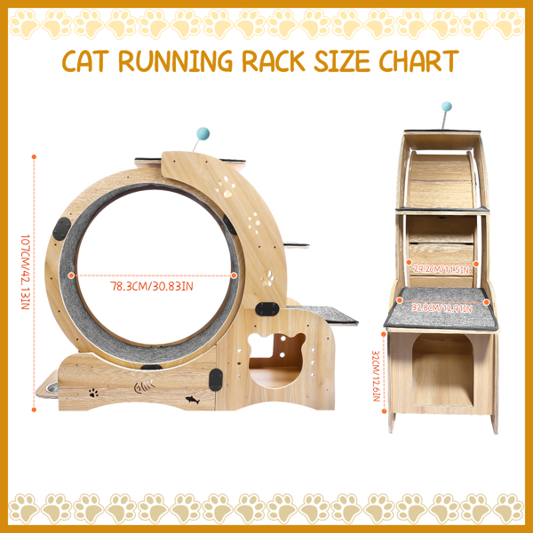 Cat Wheel 4-in-1 Cat Exercise Wheel,Upgraded Cat Wheel Exerciser for Indoor Cats,Large Cat Treadmill,Cat Running Wheel with Silent Wheel,Cat Walking Wheel Cat Furniture Cat Toys