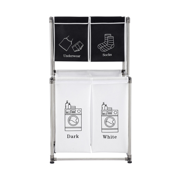 Laundry Hamper 2 Tier Laundry Sorter with 4 Removable Bags for Organizing Clothes, Laundry, Lights, Darks，Dirty Laundry Storage