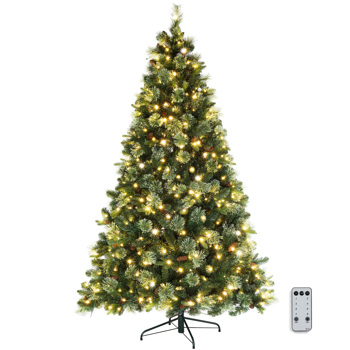 7ft Automatic Tree Structure PE PVC Material 650 Lights Warm Color 9 Modes With Remote Control 1200 Branches With Pine Needles Christmas Tree Green