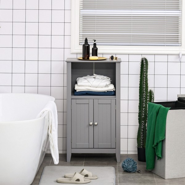 Bathroom Storage Cabinet-Grey (Swiship-Ship)（Prohibited by WalMart）