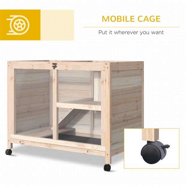 Pet cage /Wood Rabbit Hutch-Natural (Swiship-Ship)（Prohibited by WalMart）
