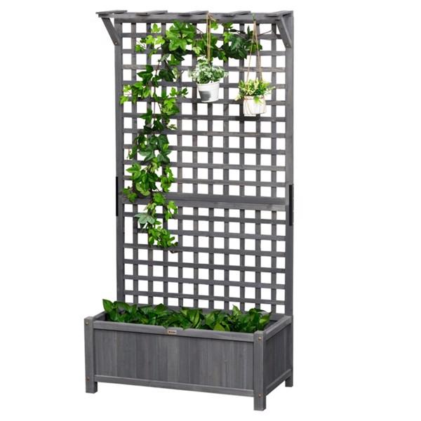 Wood Planter with Trellis for Vine Climbing ( Amazon Shipping)（Prohibited by WalMart）