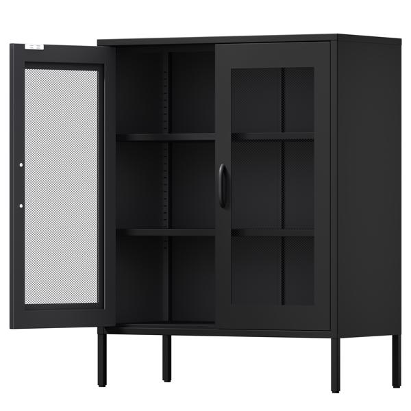 Metal Storage Cabinet with Mesh Doors, Steel Display Cabinets with Adjustable Shelves for Bathroom Home Office.Antique