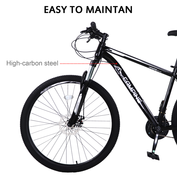 CamPingSurvivals 29in 21 Speed Load Bearing 150kg  High Carbon Steel Mountain Bike Black