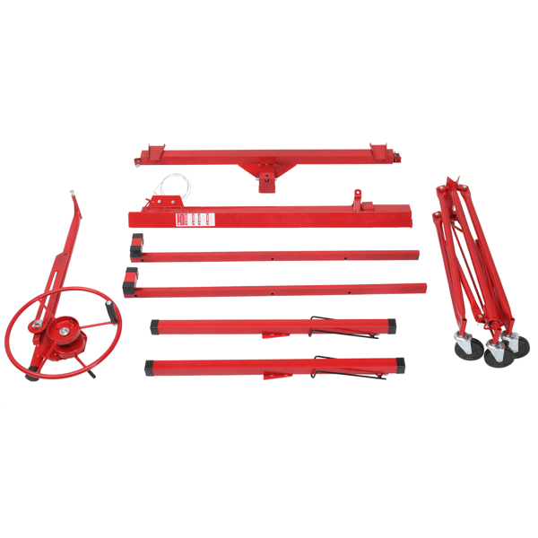 16FT Drywall Lifter Panel Hoist Dry Wall Rolling Caster Lifter Construction Tool 150LB Heavy Duty Sheetrock Hoist Holder Red 