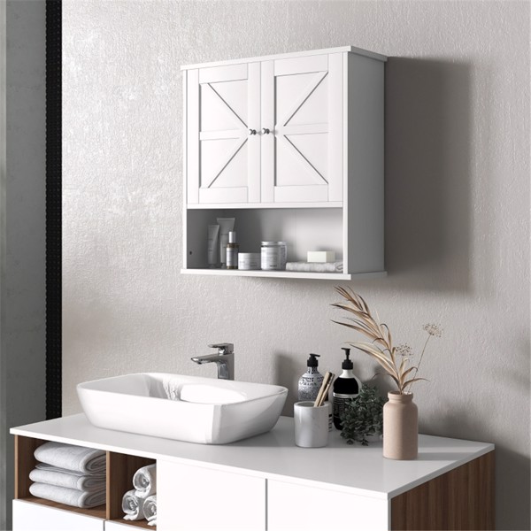 Bathroom Cabinet/Wall Cabinet-White (Swiship-Ship)（Prohibited by WalMart）