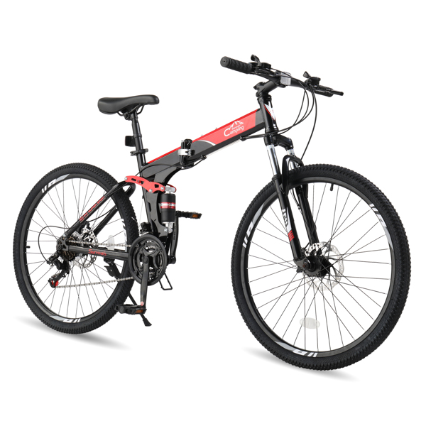 26in High Carbon Steel 100kg 21 Speed Land Rover Shimano TX30 Folding Mountain Bike Black