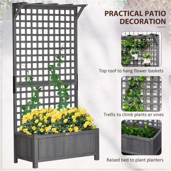 Wood Planter with Trellis for Vine Climbing ( Amazon Shipping)（Prohibited by WalMart）