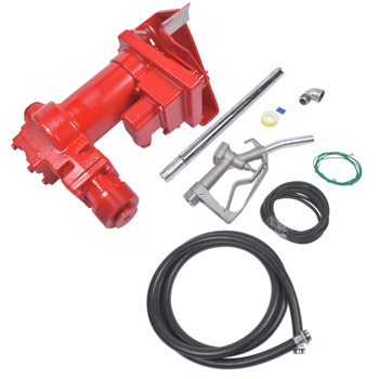 Red 12 Volt 20 GPM Fuel Transfer Pump w/ Nozzle Kit for Car Truck Tractor Diesel Gas Gasoline Kerosene High Quality