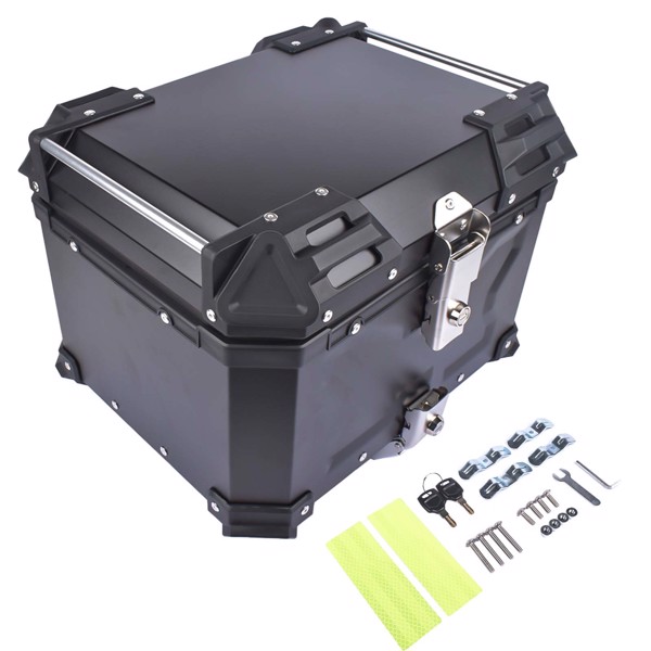 45L Balck Waterproof Motorcycle Luggage Tail Box, Trunk Storage, Scooter Top Case
