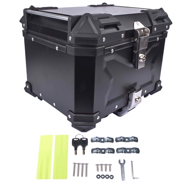 45L Balck Waterproof Motorcycle Luggage Tail Box, Trunk Storage, Scooter Top Case