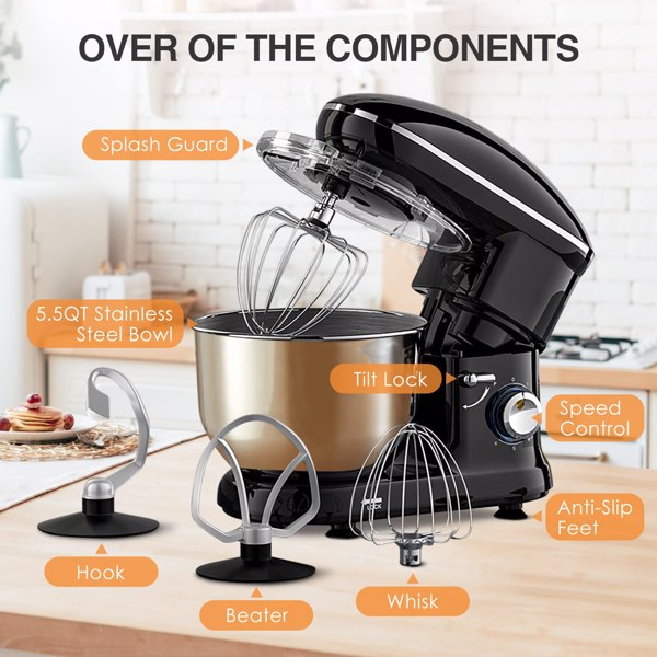 Food processor with 5.5 litre stainless steel bowl, 1500 W, silent multifunction version with metal bowl and meta whisk