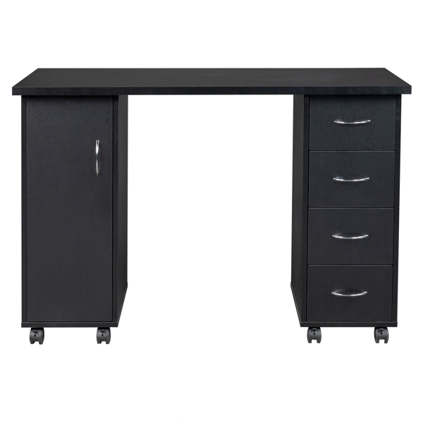 Double Edged Manicure Nail Table with Drawer Black