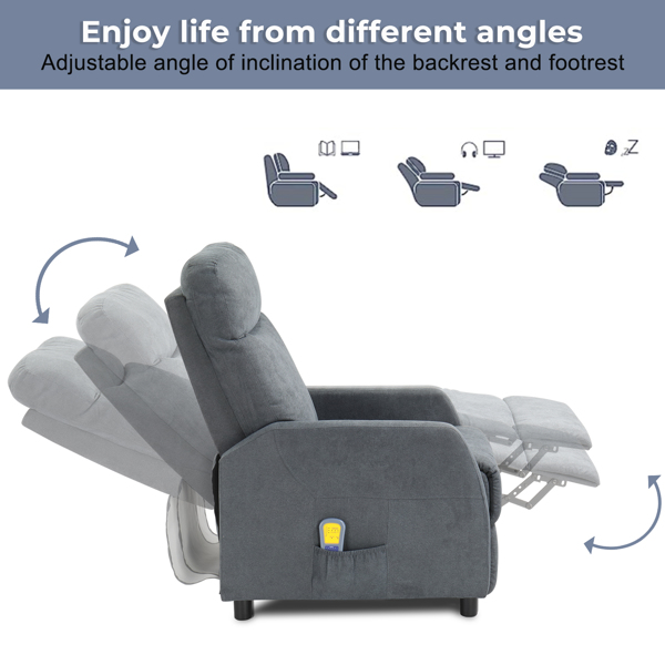 浅灰色 织布 带6点按摩1点加热功能 120kg 电动躺椅 英规 BRC-006-5