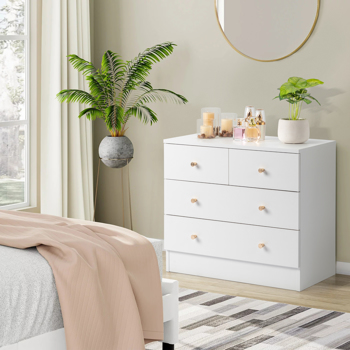 [FCH] Modern Simple 4-Drawer Dresser Nightstand White