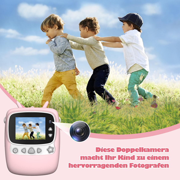 Children's Camera, Children's Digital Camera with Printing Sheet, Children's Camera with 32G TF Card, Camera with Colour Pens and Photo Holder, Good for Crafts, Gift for 3-14 Years Old Children