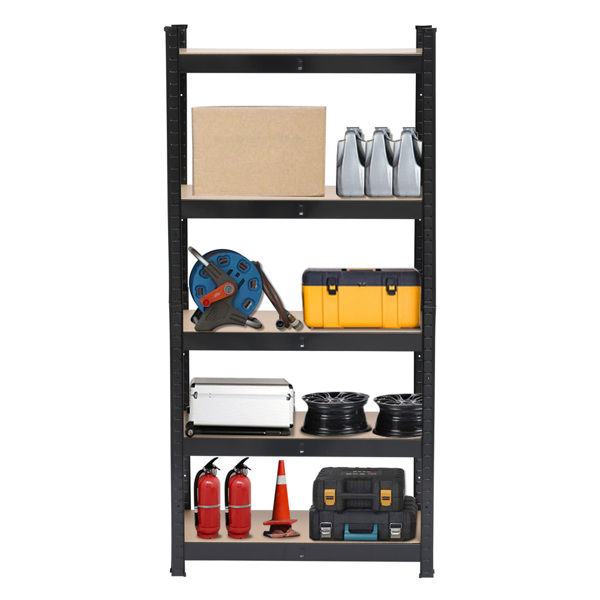 110 x 45 x 180cm 5 Tiers Powder Coated Storage Rack Black