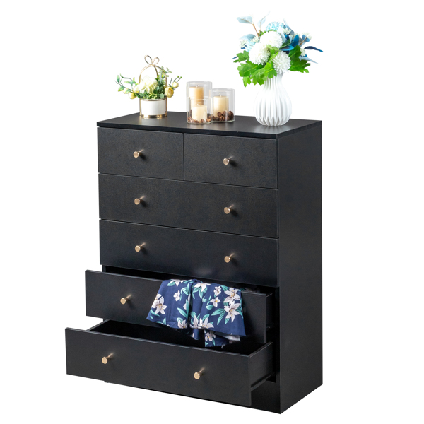 [FCH] Modern Simple 6-Drawer Dresser Black