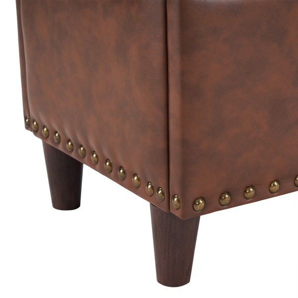 31.5 Inches 80*41*42cm Two-Color PU With Storage Copper Nails Bedside Stool Footstool Brown