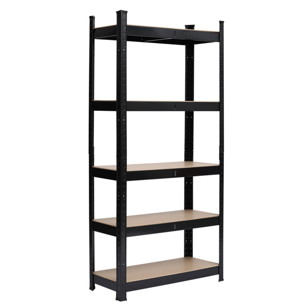 110 x 45 x 180cm 5 Tiers Powder Coated Storage Rack Black