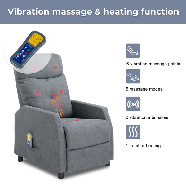 浅灰色 织物 带6点按摩1点加热功能 120kg 电动躺椅 英规 BRC-002-8