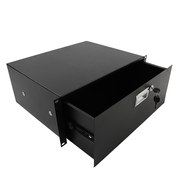 19\\" 4U Steel Plate DJ Drawer Equipment Cabinet with Keys Black