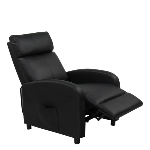 FCH Electric Recliner with Massage and Heat, PU Leather Recliner Chair Sofa for Living Room Home Theater, Black