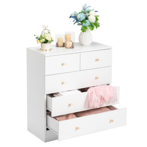 [FCH] Modern Simple 5-Drawer Dresser White